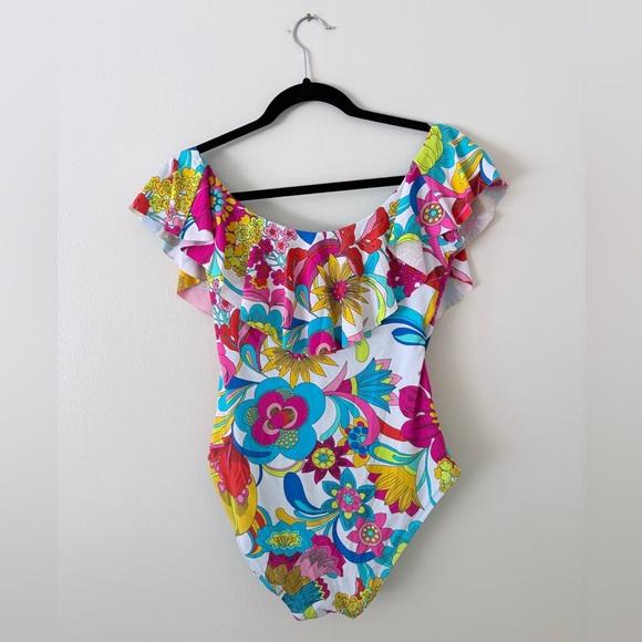 Trina Turk One Piece Swimsuit Womens XS/S Floral Multicolor Maximalist Vacation - Picture 5 of 9